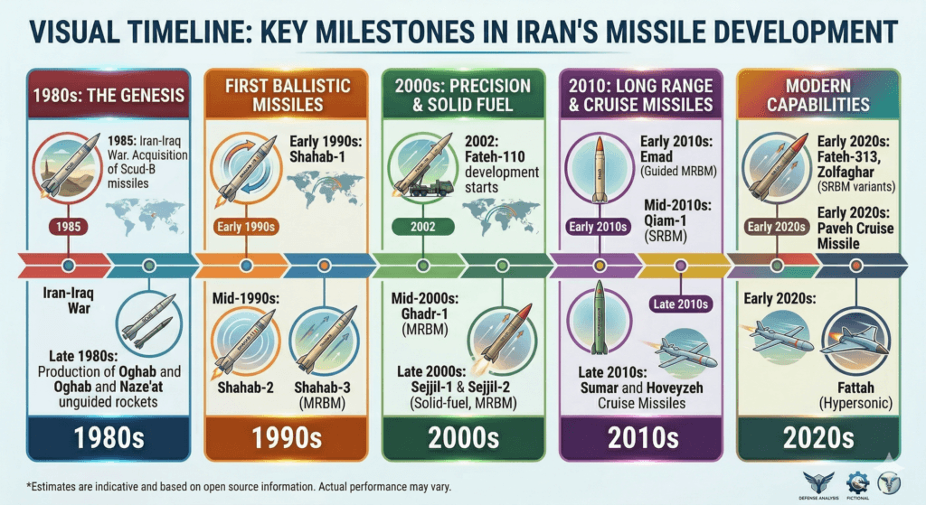 Timeline of how the Iran missile arsenal evolved since the 1980s