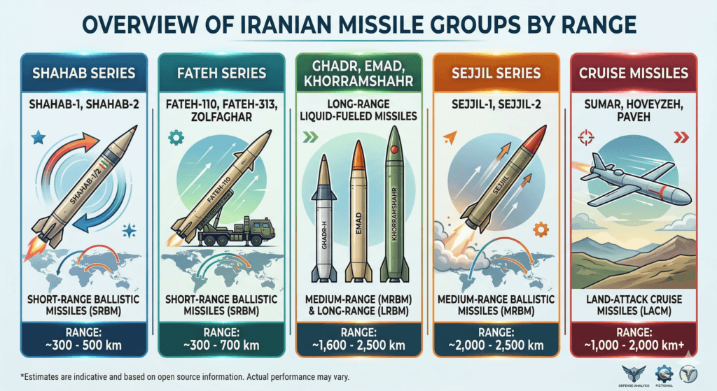 Diagram of main missile families in the Iran missile arsenal