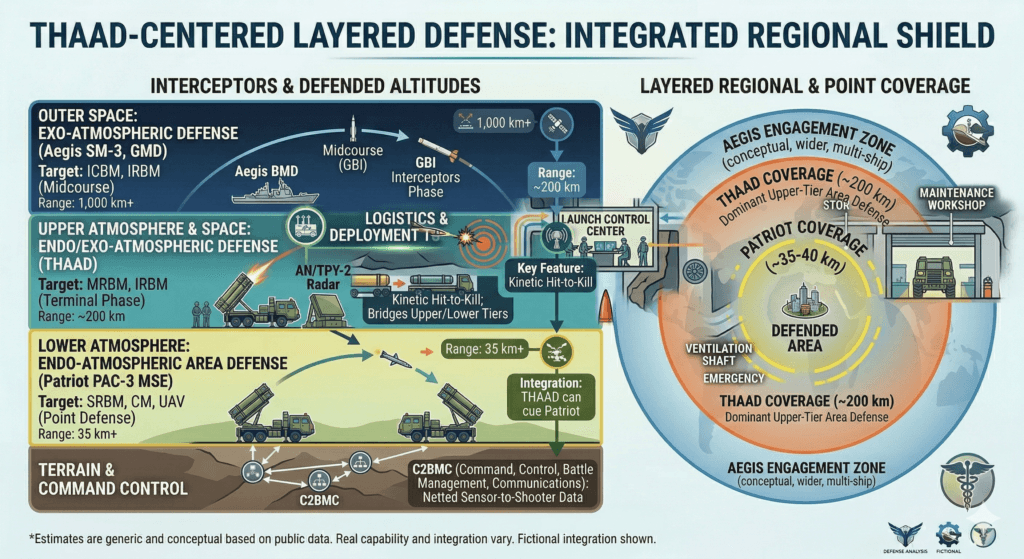 Middle East missile defense systems Iron Dome Patriot THAAD layered coverage map