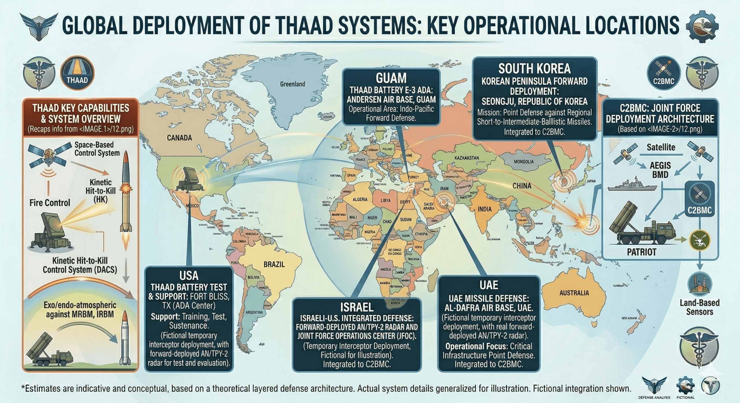 Global locations where THAAD missile defense system works in real operations