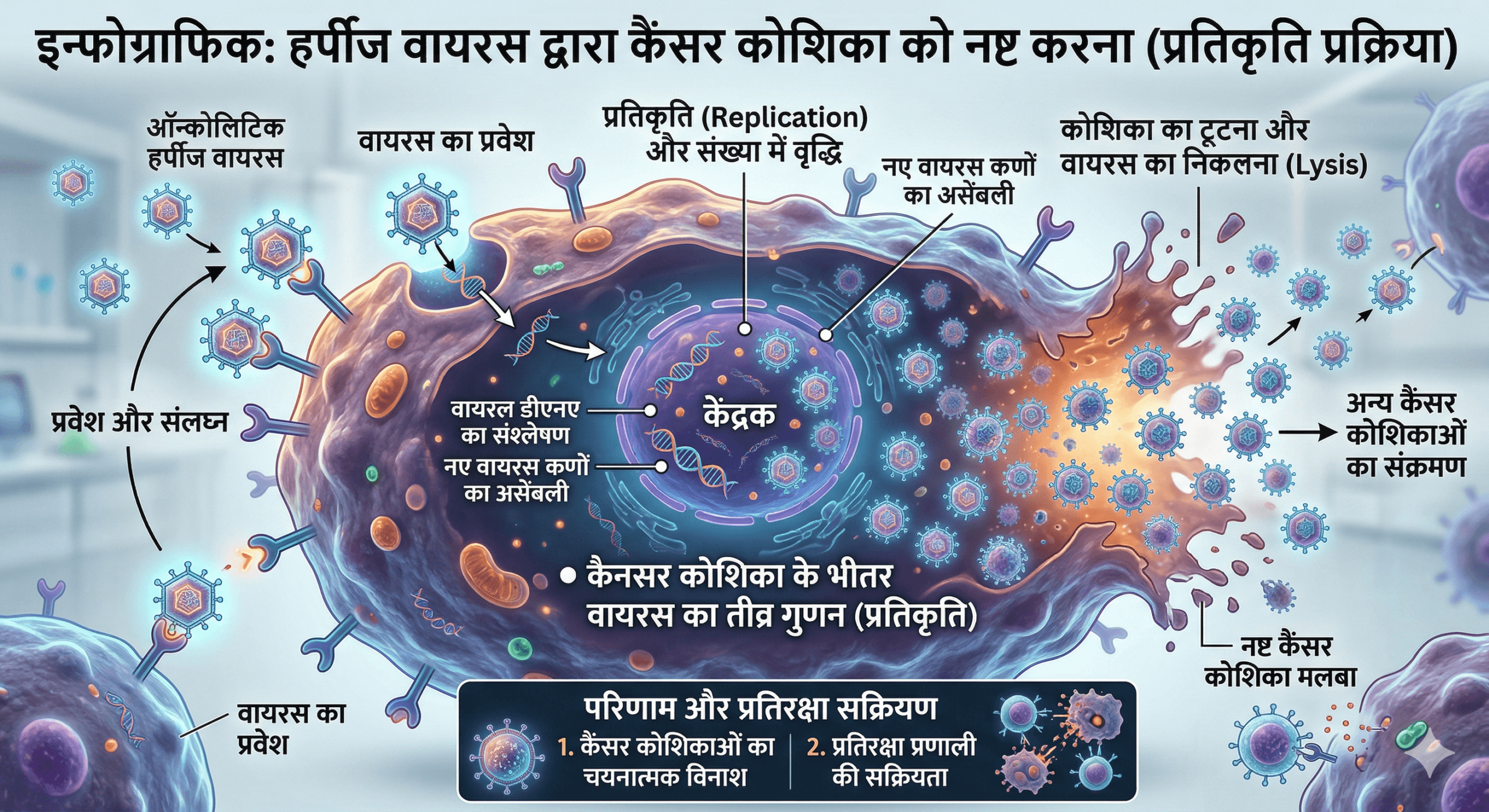 कैंसर के इलाज में हर्पीज वायरस का उपयोग की प्रक्रिया)