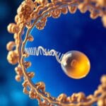 RNA Therapeutics: 7 Powerful Ways mRNA and siRNA Are Transforming Modern Medicine Cross-section illustration of a lipid nanoparticle delivering mRNA into a human cell, showing the nucleus and ribosomes in blue and gold tones.